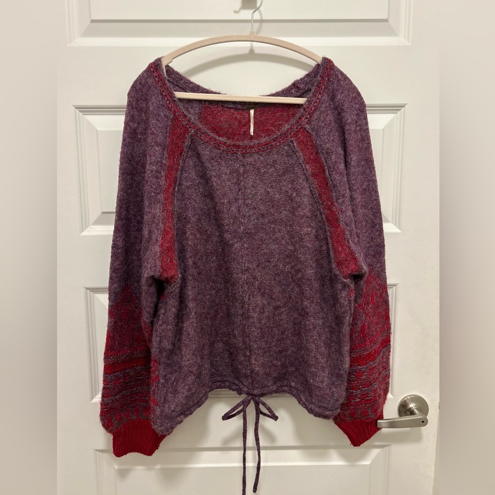 Free People Purple and Red Scoop Neck Sweater Oversized - Picture 1 of 8
